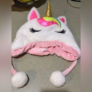 Cozy White and Pink Kids Winter Hat